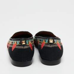 Pre Owned Valentino Black Brocade Spring Garden Smoking Slippers Size 36