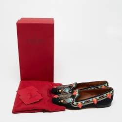 Pre Owned Valentino Black Brocade Spring Garden Smoking Slippers Size 36