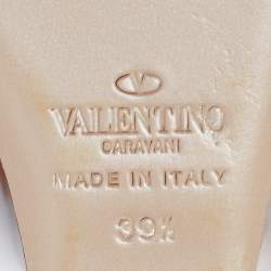 Pre Owned Valentino Brown Leather Peep Toe Wedge Sandals Size 39.5