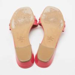 Pre Owned Valentino Pink Patent Leather VLogo Slide Sandals Size 38