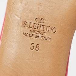 Pre Owned Valentino Pink Patent Leather VLogo Slide Sandals Size 38