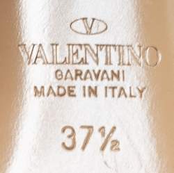 Pre Owned Valentino Tan Leather Rockstud Slingback Pumps Size 37.5