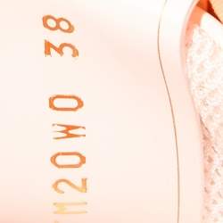 Pre Owned Valentino White/Neon Orange Leather Backnet VLOGO Sneakers Size 38