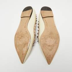 Pre Owned Valentino Cream Patent Leather Rockstud Ballet Flats Size 39