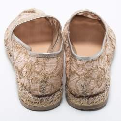 Pre Owned Valentino Beige Lace and Leather Espadrille Flats Size Size 39
