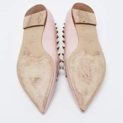 Pre Owned Valentino Pink Patent Leather Rockstud Ballet Flats Size 37