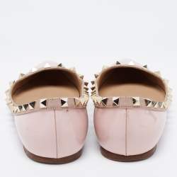 Pre Owned Valentino Pink Patent Leather Rockstud Ballet Flats Size 37