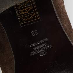 Pre Owned Valentino Brown Suede and Leather Knee Length Boots Size 38