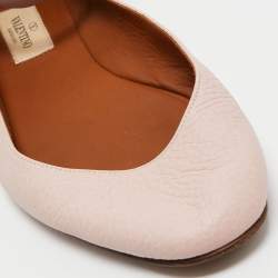Pre Owned Valentino Pink Leather Ankle Strap Ballet Flats Size 38.5
