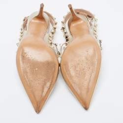 Pre Owned Valentino Gold Leather Rockstud Pumps Size 39