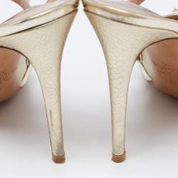 Pre Owned Valentino Gold Leather Rockstud Pumps Size 39