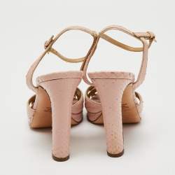 Pre Owned Valentino Pink Python Leather Ankle Strap Sandals Size 37