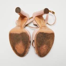 Pre Owned Valentino Pink Python Leather Ankle Strap Sandals Size 37