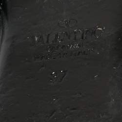 Pre Owned Valentino Black Leather Rockstud Ankle Wrap Sandals Size 37