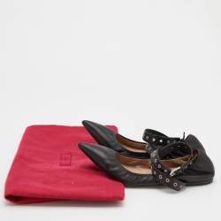 Pre Owned Valentino Black Leather Love Latch Ballet Flats Size 39