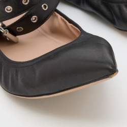 Pre Owned Valentino Black Leather Love Latch Ballet Flats Size 39
