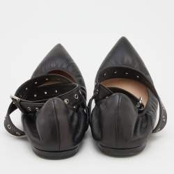 Pre Owned Valentino Black Leather Love Latch Ballet Flats Size 39