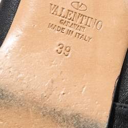 Pre Owned Valentino Black Leather Love Latch Ballet Flats Size 39