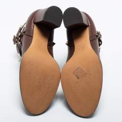 Pre Owned Valentino Brown Leather Rockstud Ankle Boots Size 38