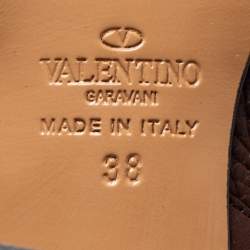 Pre Owned Valentino Brown Leather Rockstud Ankle Boots Size 38