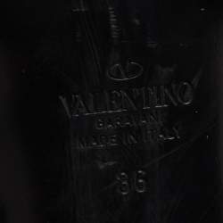 Pre Owned Valentino Black Leather Rockstud Ankle Wrap Sandals Size 36