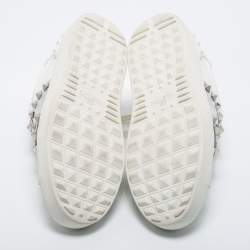 Pre Owned Valentino White/Silver Leather Rockstud Sneakers Size 36