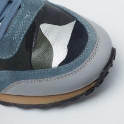 Pre Owned Valentino Multicolor Leather and Suede Rockrunner Sneakers Size 36