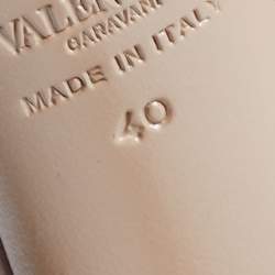 Pre Owned Valentino Beige Leather Rose Accented Peep Toe Pumps Size 40