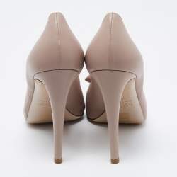 Pre Owned Valentino Beige Leather Rose Accented Peep Toe Pumps Size 40