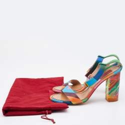 Pre Owned Valentino Multicolor Leather 1973 Rainbow Ankle Strap Sandals Size 40