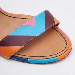 Pre Owned Valentino Multicolor Leather 1973 Rainbow Ankle Strap Sandals Size 40