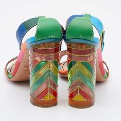Pre Owned Valentino Multicolor Leather 1973 Rainbow Ankle Strap Sandals Size 40