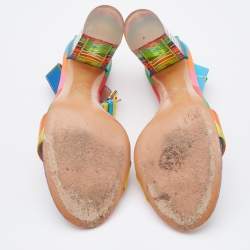 Pre Owned Valentino Multicolor Leather 1973 Rainbow Ankle Strap Sandals Size 40