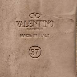 Pre Owned Valentino Black Lace Ankle Tie Espadrille Flats Size 37