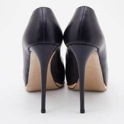 Pre Owned Valentino Black Leather Rockstud Platform Pumps Size 38.5