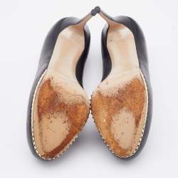 Pre Owned Valentino Black Leather Rockstud Platform Pumps Size 38.5