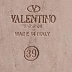 Pre Owned Valentino Green Floral Lace and Mesh Espadrille Flats Size 39