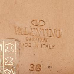 Pre Owned Valentino Black Leather and Stretch Fabric Rockstud Chelsea Ankle Boots Size 38