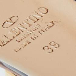 Pre Owned Valentino Black/Beige Patent Leather Rockstud Ankle Strap Pumps Size 39