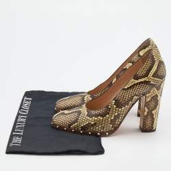 Valentino Multicolor Python Leather Studded Round Toe Pumps Size 37.5
