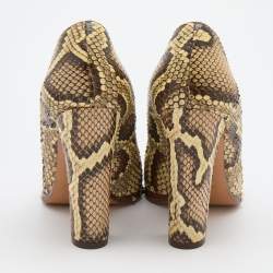 Valentino Multicolor Python Leather Studded Round Toe Pumps Size 37.5