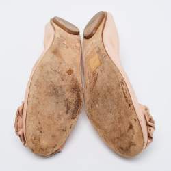 Pre Owned Valentino Beige Leather Embellished Ballet Flats Size 39
