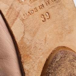 Pre Owned Valentino Beige Leather Embellished Ballet Flats Size 39