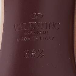 Pre Owned Valentino Beige Leather Rockstud Ankle Wrap Sandals Size 38.5