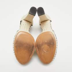 Pre Owned Valentino Cream Leather Platform Ankle Strap  Pumps Size 40.5