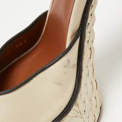 Pre Owned Valentino Cream Leather Platform Ankle Strap  Pumps Size 40.5