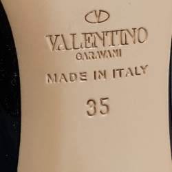 Pre Owned Valentino Black Patent Leather Bow Open Toe Pumps Size 35