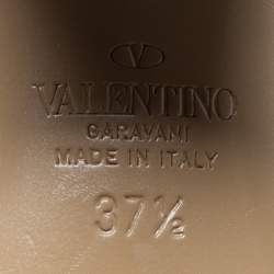 مملوكة مسبقًا Valentino Blue Leather Rockstud Slide Sandals Size 37.5