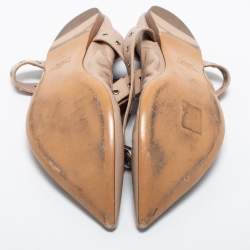 Pre Owned Valentino Beige Leather Love Latch Ballet Flats Size 38