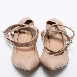 Pre Owned Valentino Beige Leather Love Latch Ballet Flats Size 38